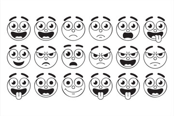 Cartoon emotion faces for messaging apps, playful branding, and online content