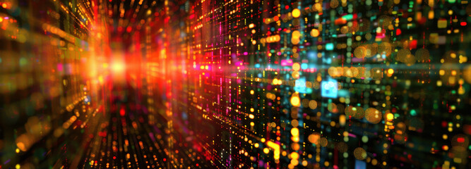 Digital Luminescence: An abstract, high-tech panorama showcases an intricate, luminous network of data streams, reflecting a dynamic vision of digital connectivity.