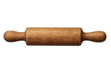 Wooden rolling pin preparing dough for baking, cooking, and pastry in a kitchen, isolated on transparent background