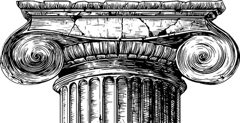 Fototapeta premium Classical architecture column capital engraving design for historical art and decor