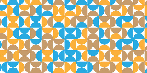 Vector seamless pattern with abstract lines and flower design. Abstract geometric fabric circle floral pattern. Hawaiian tropical seamless pattern.	