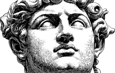 Fototapeta premium Classical male statue head engraving - vintage decorative art for design