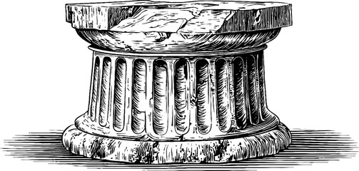 Fototapeta premium Vintage engraved illustration of classical pilaster base design for architectural art