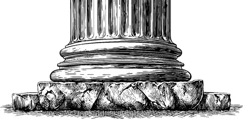 Fototapeta premium Classical pilaster base engraving - decorative architectural design for retro art