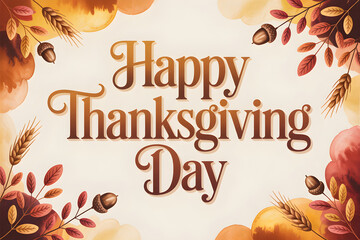 Happy thanksgiving day with autumn harvest celebration elements