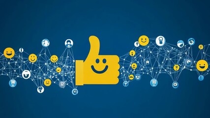 selective focus social media engagement with emoji reactions and connection lines - Powered by Adobe