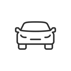Car front view, linear icon. Vehicle and transport concept. Line with editable stroke.