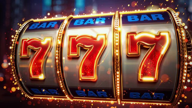 Classic vintage casino slot machine winning jackpot. 