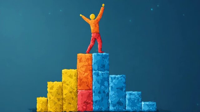 selective focus upward movement concept strive for progress with analytics