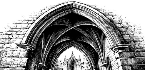 Fototapeta premium Gothic rib vault segment decorative design for architectural studies