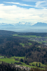 Obraz premium Beautiful landscape in Switzerland, close to Zurich in bright daylight. Close to Uetliberg