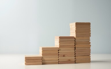 Business growth success achievement concept, arranging wooden block stacking as step stair or ladder for planning development leadership and customer target group concept. High quality