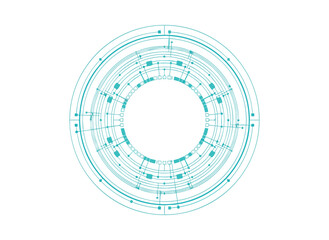 Circular Abstract Geometric Pattern Teal Lines on Black Background Futuristic Digital Design