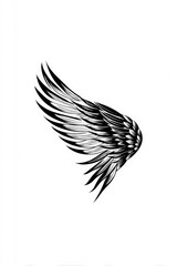 Fototapeta premium Detailed black and white wing design on white background