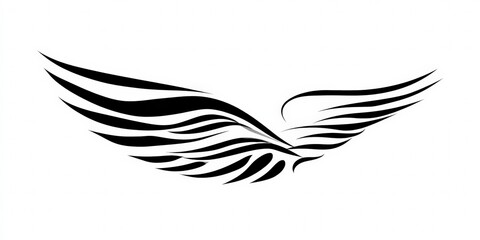 Fototapeta premium Abstract black wing tattoo design on white background
