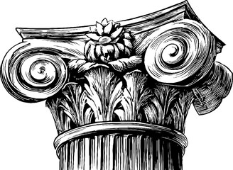 Fototapeta premium Intricate renaissance column capital engraving for decorative design and architectural study