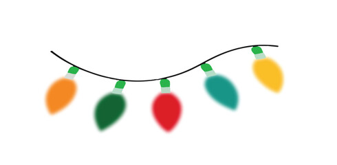 Colorful festive light bulb string Perfect for party invites & banners Clean, bright and playful design