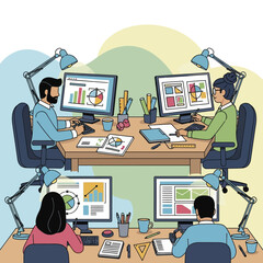 Team Collaboration in a Modern Office Setting.