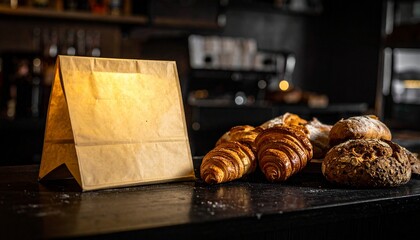Vintage Bakery Counter with Blank Sign for Pastry of the Day