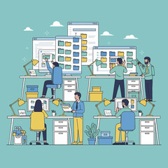 Team Collaboration on Digital Projects in a Modern Office Setting.