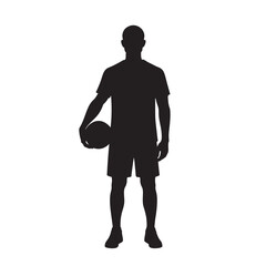 Silhouette of man holding a basketball player male