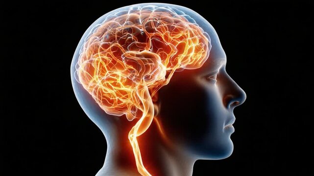 Illuminated Brain: A glowing illustration showcases the intricate structure and functionality of the human brain, highlighting its complexity and vital role.