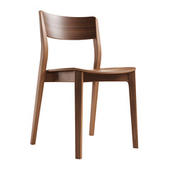 Wooden Chair 3d rendering PNG. Walnut wood stool Chair on transparent isolated background.	