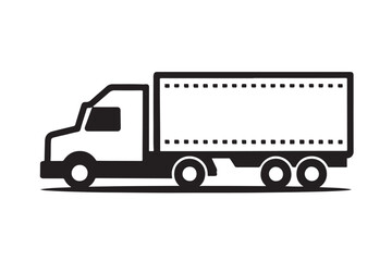 Side View Black and White Illustration of a Box Truck