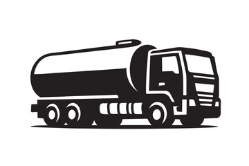 Black and White Tanker Truck Illustration fuel truck
