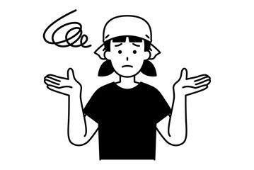 お手上げする居酒屋の女性店員