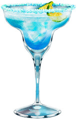 Blue Margarita Cocktail Illustration