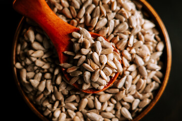 Peeled roasted sunflower seeds ready for snacking or cooking at home