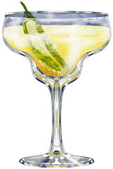 Spicy Jalapeno Margarita Cocktail Illustration