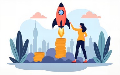 Raising money for startup abstract concept vector illustrations. High quality