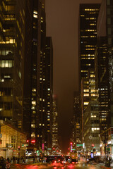 Obraz premium City Night Skyline with Bustling Street Traffic . Manhattan, NYC