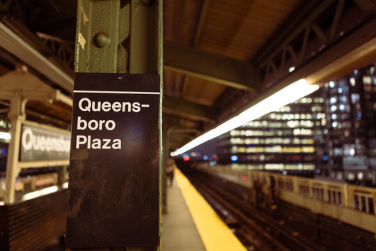 Queensboro Plaza Subway Station at Night 