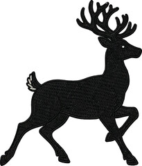 Obraz premium Elegant black deer silhouette leaping forward with confidence, adding a touch of wild sophistication to designs and branding for outdoor adventures & nature themes