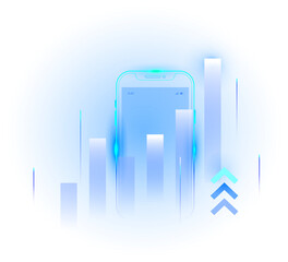 PNG - Mobile Stock Market Trading App - Digital Growth Investment Graph and Financial Analysis Chart Technology Transparent Background