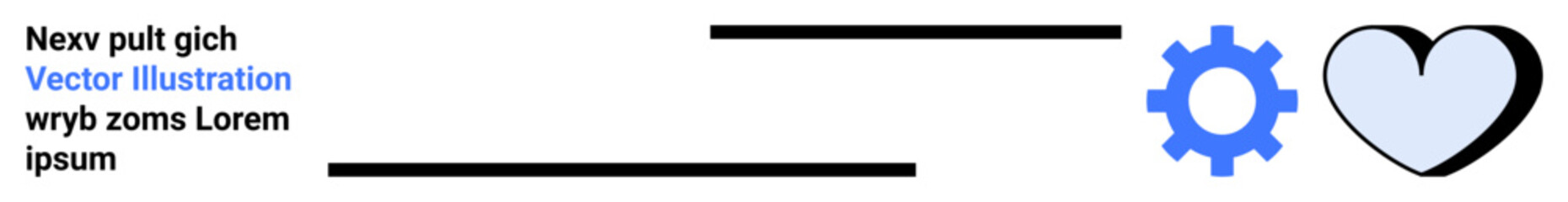 Technology, innovation, emotion, human connection, engineering, design concepts. Gear icon next to a heart shape. Technology and emotion concepts with complimentary symbols
