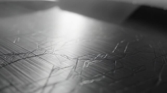 Closeup of a textured surface with parallel lines and subtle scratches