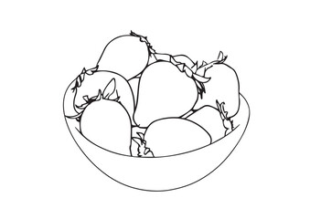 Simple Line Art of Strawberries in a Bowl