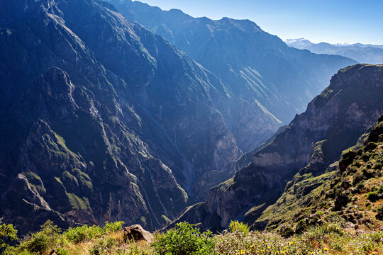 The andean mountains and valley of the colca canyon