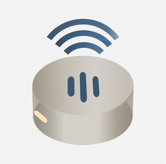3D Voice Command Button with WiFi Icon – Minimalist Wireless Router Vector Style