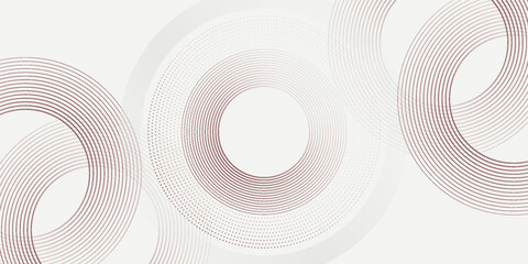 Fototapeta premium Abstract white background with dynamic red circular lines creating a modern digital future technology concept. Minimalist vector illustration for presentations, posters, web design, futuristic themes.