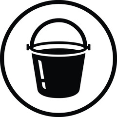 Silhouette bucket icon simple black circle design vector Illustrator