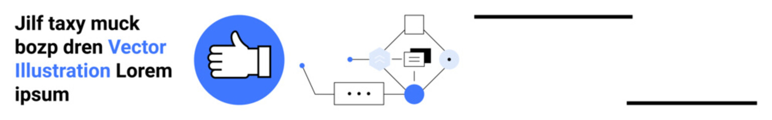 Feedback systems, communication design, digital interactions, approval mechanisms, graphical workflows, social engagement. Thumbs-up icon and connected flowchart. Feedback systems and communication