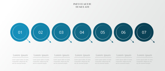 Step by step creative infographic template with 7 options, parts or processes.