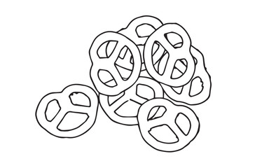Hand-Drawn Outline Pretzels Pile