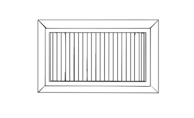 Rectangular Air Vent Grille Outline Drawing