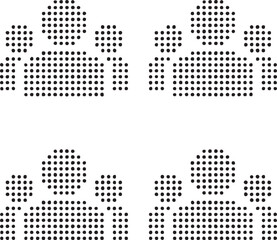 Isolated dot style group people icon, dot map style people vector, minimal black group dot graphic, equal size dot style symbol, team community icon, collaboration illustration project design